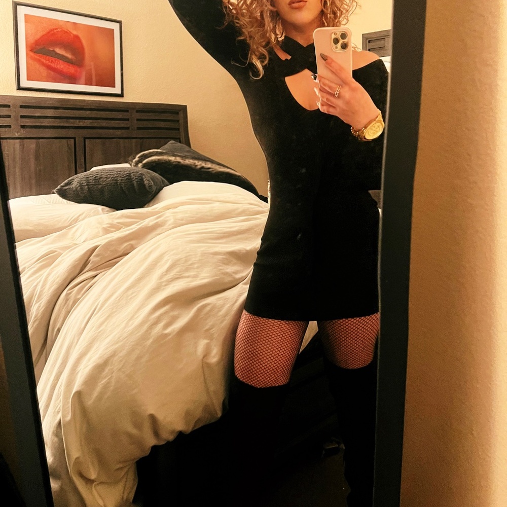 Fashion Nova Forever Thankful Sweater Mini Dress - Black